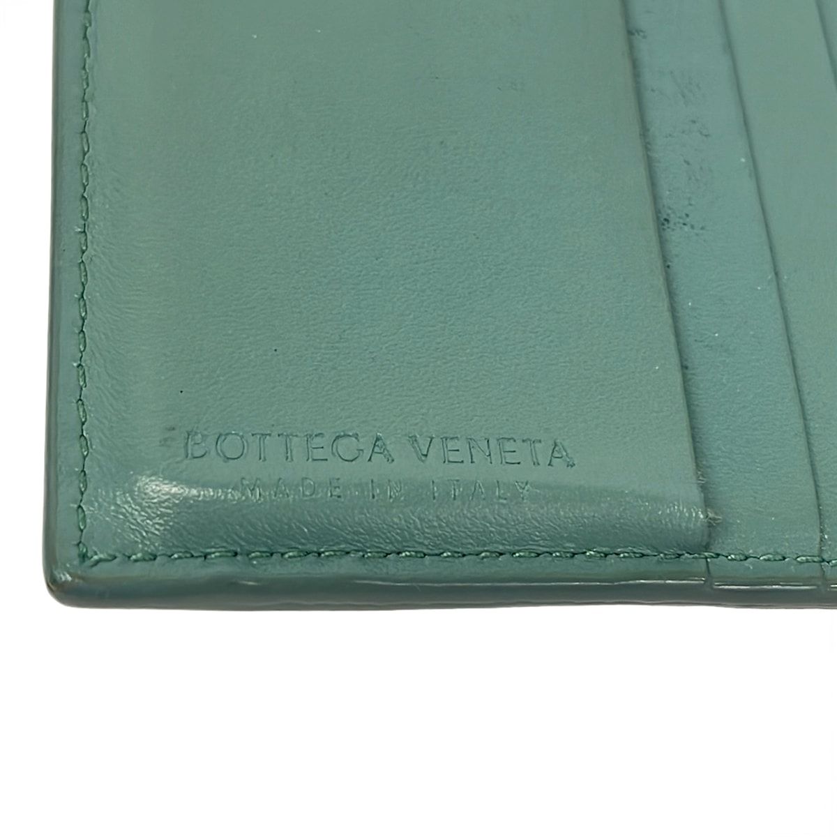 Bottega Veneta Bifold Wallet Intrecciato Zigzag Blue Green Leather — view 5