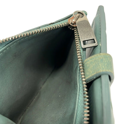 Bottega Veneta Bifold Wallet Intrecciato Zigzag Blue Green Leather — view 4