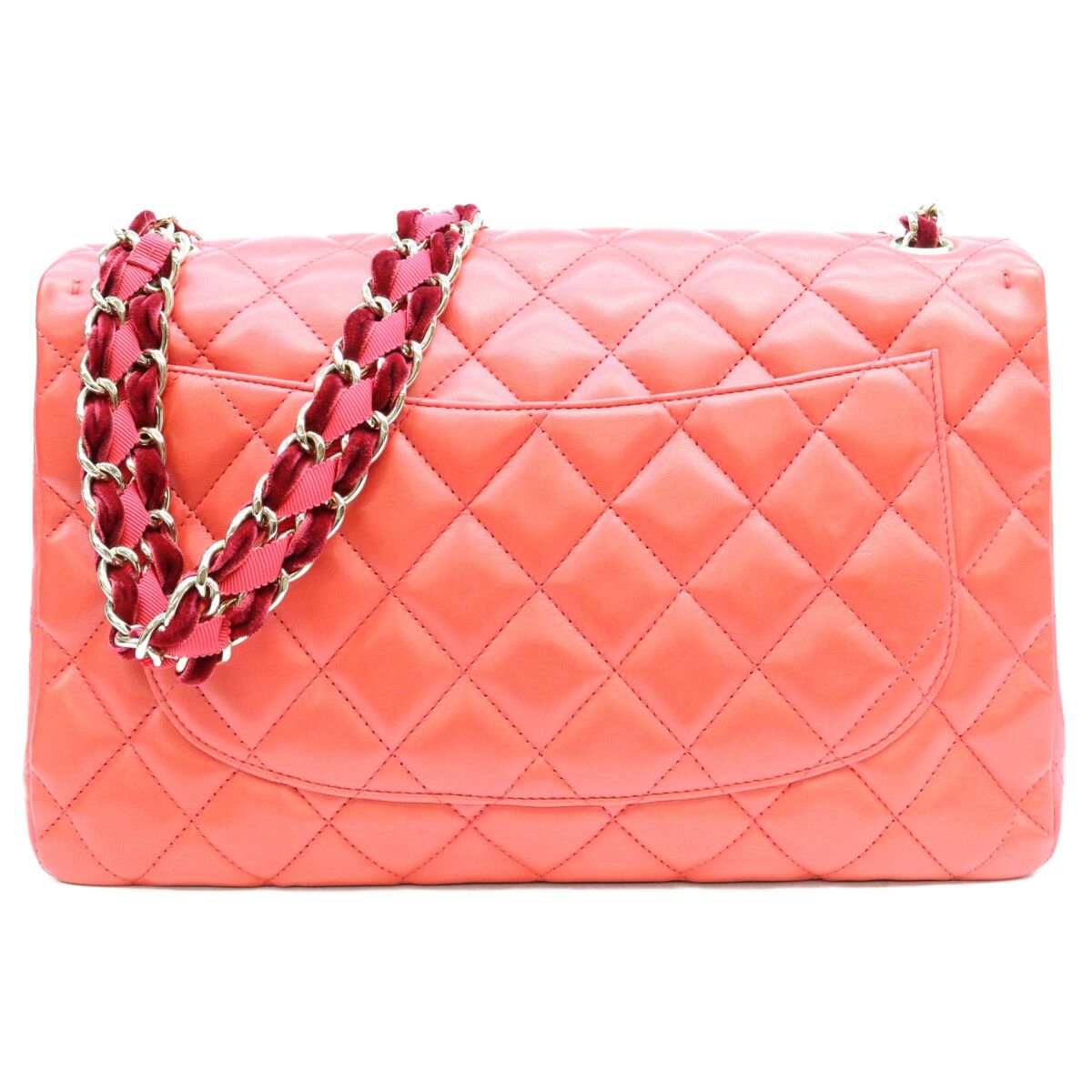 Chanel Red Lambskin Velour Nylon Chain Maxi Quilted 30 Shoulder Bag — view 3