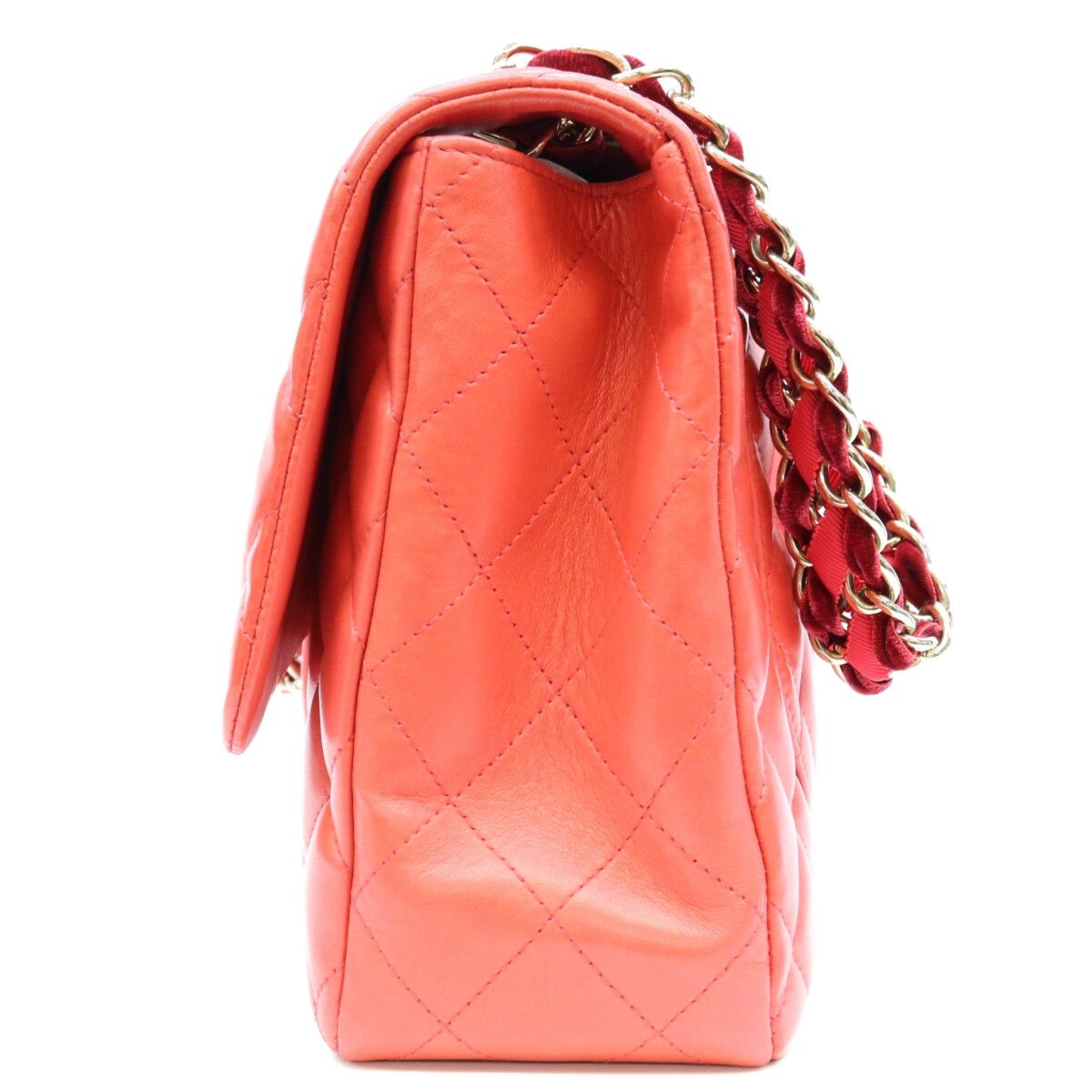 Chanel Red Lambskin Velour Nylon Chain Maxi Quilted 30 Shoulder Bag — view 2