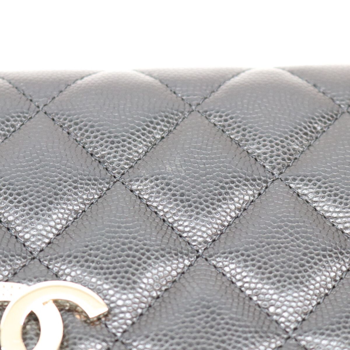 Chanel Black Tamless Classic Caviar Half Rhinestone Chain Wallet Shoulder Bag — view 7