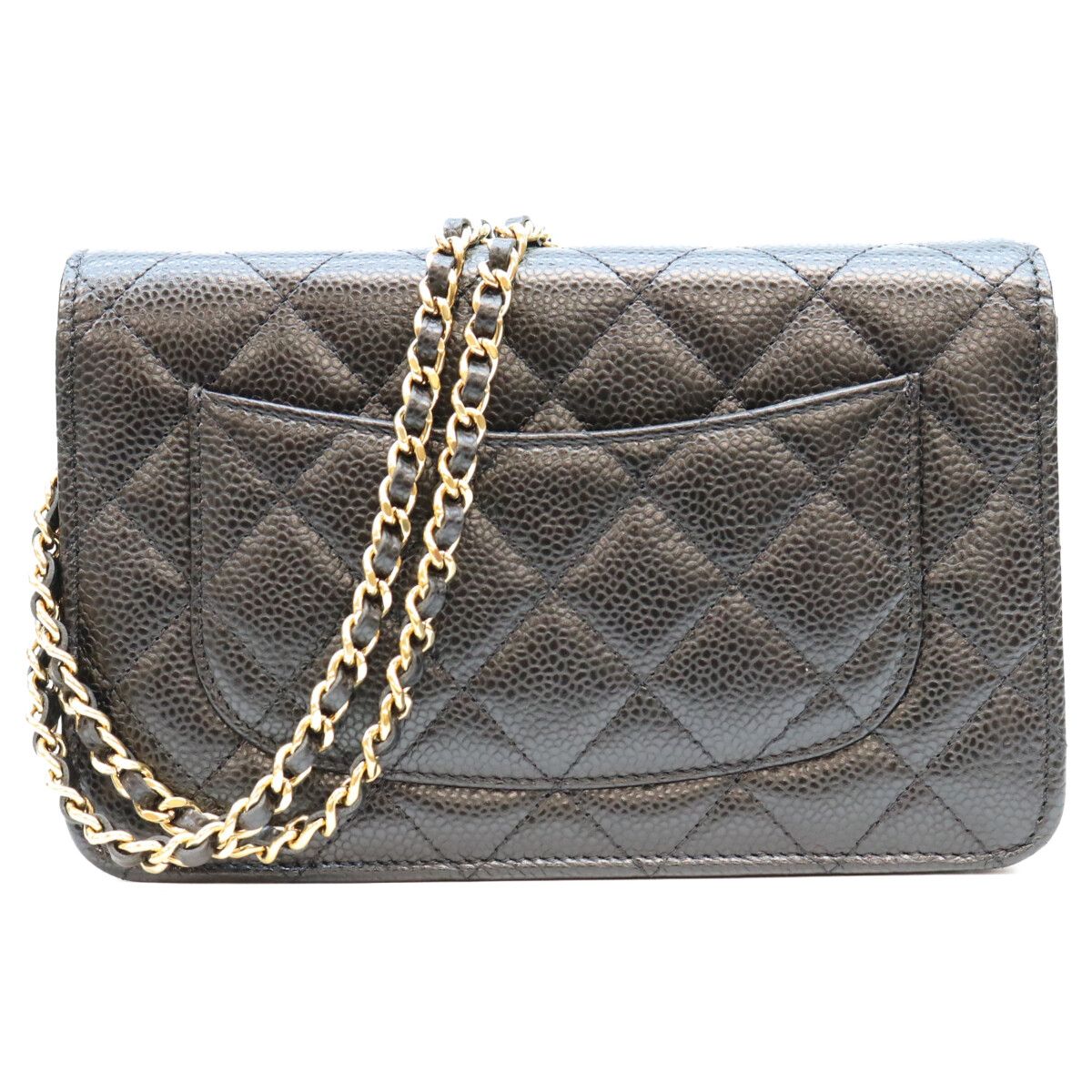 Chanel Black Tamless Classic Caviar Chain Wallet Shoulder Bag — view 3