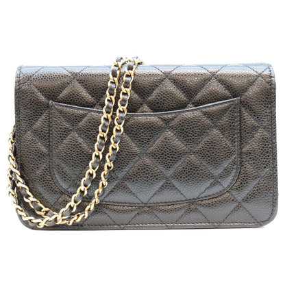 Chanel Black Tamless Classic Caviar Chain Wallet Shoulder Bag — view 3