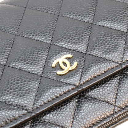 Chanel Black Tamless Classic Caviar Chain Wallet Shoulder Bag — view 6