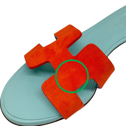Hermes Oasis Sandals Blue Orange Leather Suede — view 8