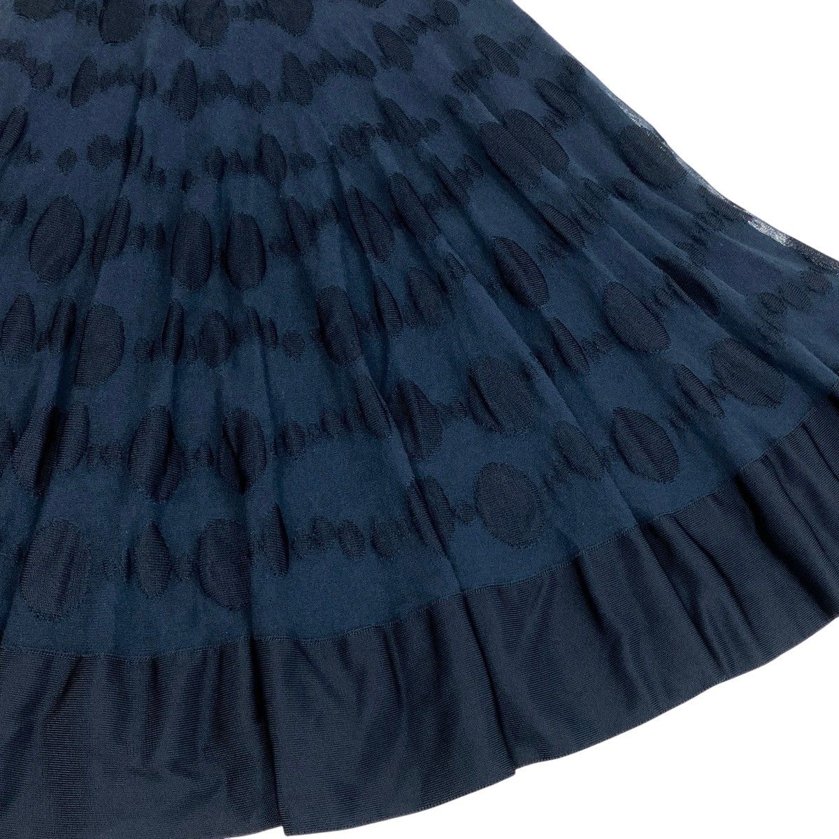 Chanel Polka Dot Knit Flare Skirt CC Logo Navy — view 5