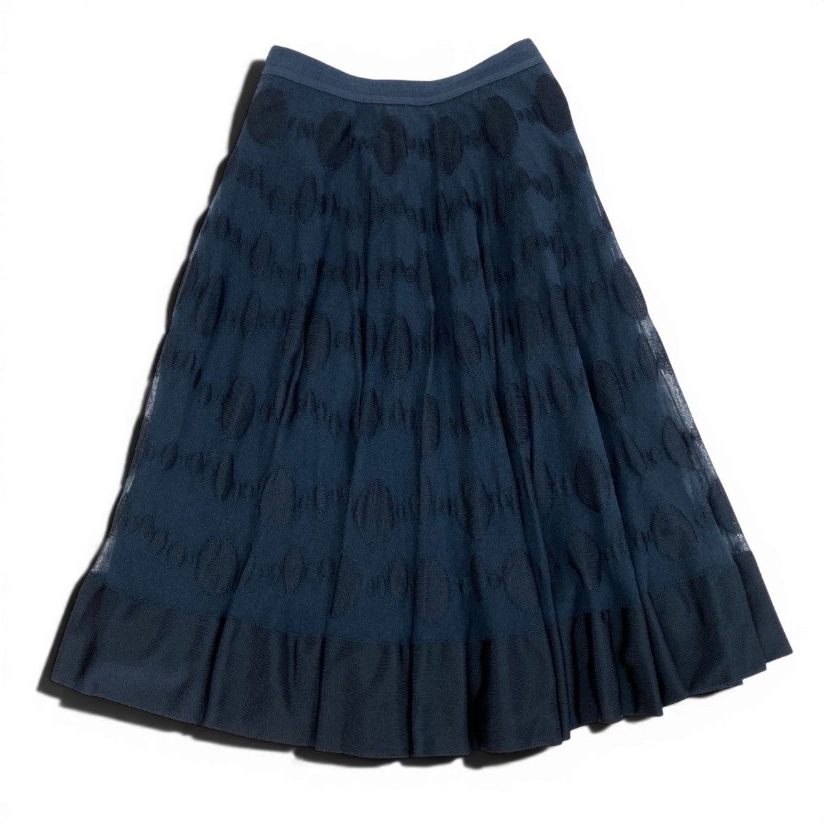 Chanel Polka Dot Knit Flare Skirt CC Logo Navy — view 3