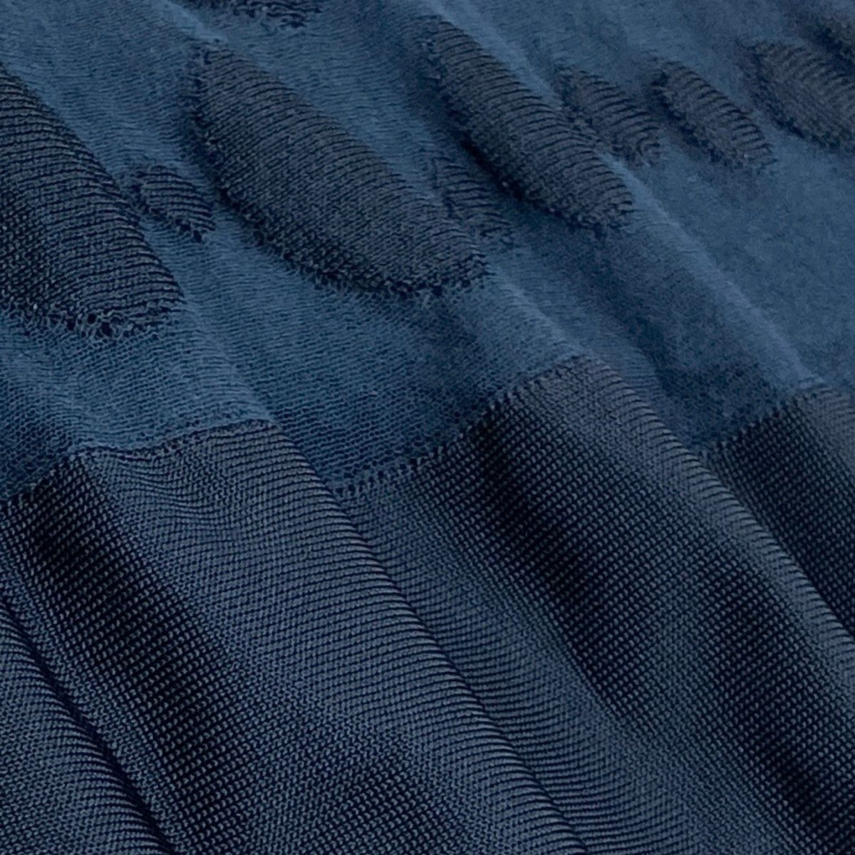 Chanel Polka Dot Knit Flare Skirt CC Logo Navy — view 7