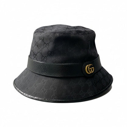 Gucci GG Canvas Fedora Bucket Hat 59 Black Hat