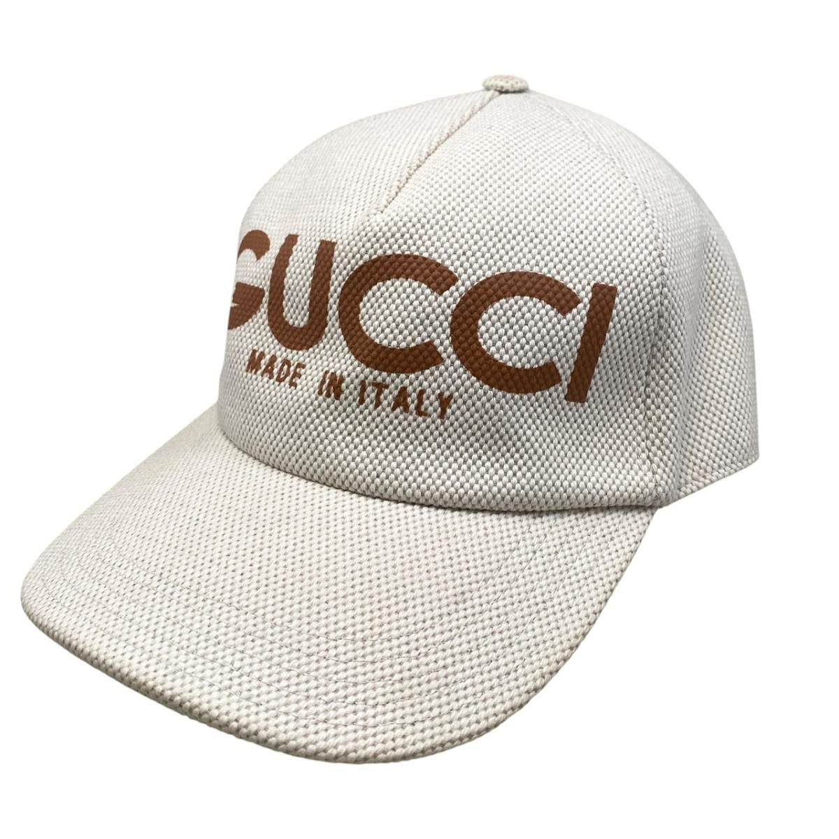 Gucci Cap Logo Canvas Baseball Cap Cotton Beige Brown Hat