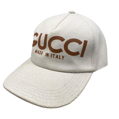 Gucci Cap Logo Canvas Baseball Cap Cotton Beige Brown Hat