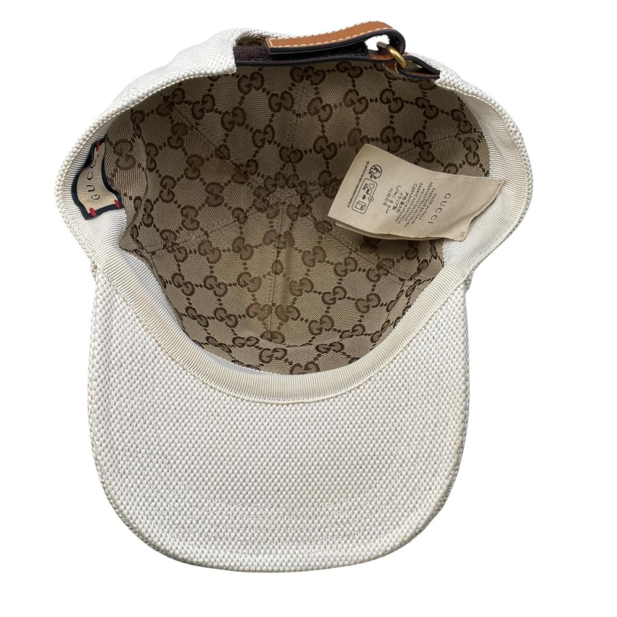 Gucci Cap Logo Canvas Baseball Cap Cotton Beige Brown Hat — view 6