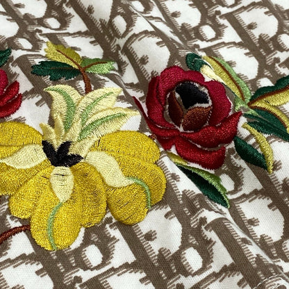 Dior Sleeveless Top Tank Top Trotter Flower Embroidery White Brown Cotton 40 — view 5