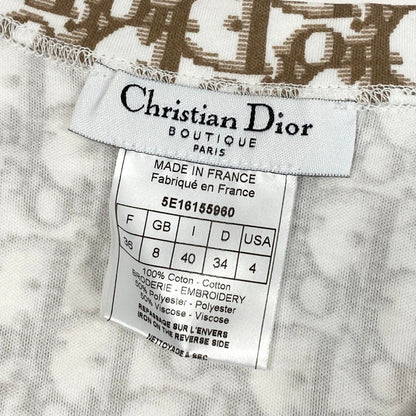 Dior Sleeveless Top Tank Top Trotter Flower Embroidery White Brown Cotton 40 — view 6