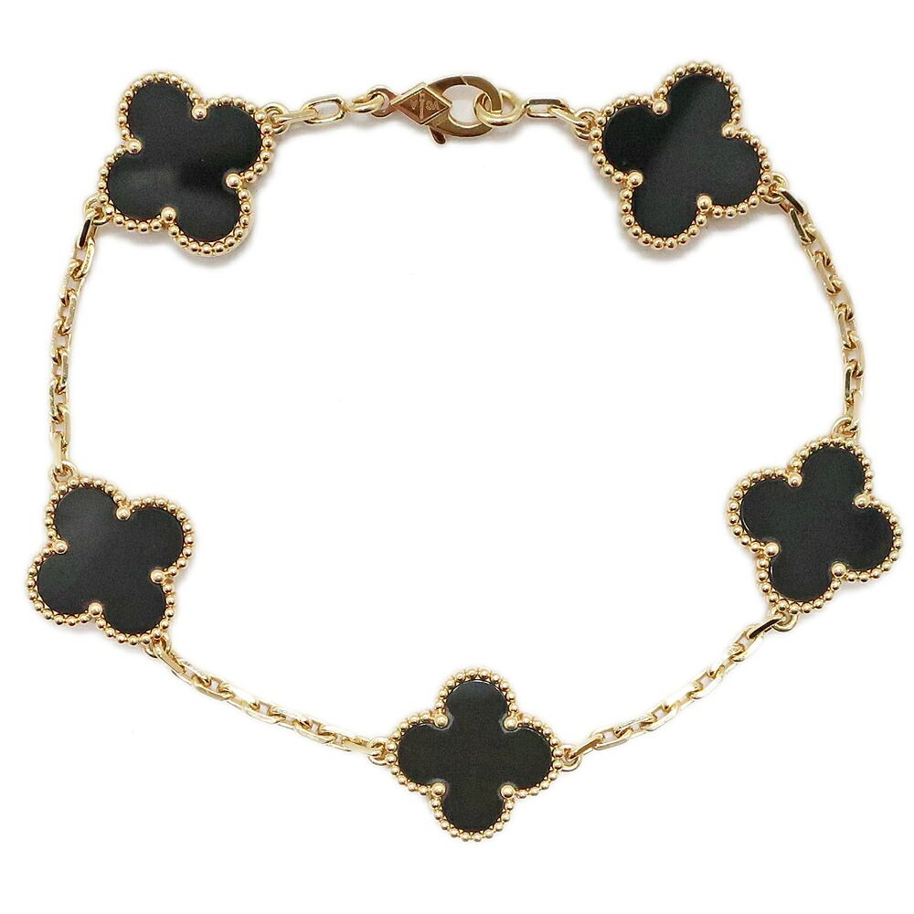Van Cleef & Arpels Vintage Alhambra Bracelet Onyx 750 Yellow Gold