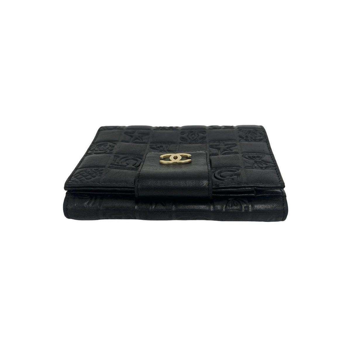 Chanel Icon CC Logo Lambskin Leather Bifold Wallet Mini Black — view 3