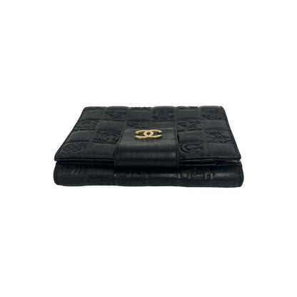 Chanel Icon CC Logo Lambskin Leather Bifold Wallet Mini Black — view 3