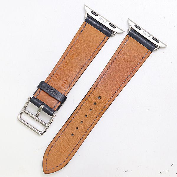 Hermes Apple x Leather Strap with Buckle FM 380 PM Navy Color 32 Watch — view 3