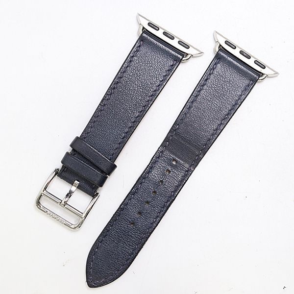 Hermes Apple x Leather Strap with Buckle FM 380 PM Navy Color 32 Watch