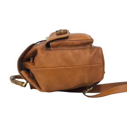 Gucci Vintage Bamboo Leather Backpack Brown — view 5