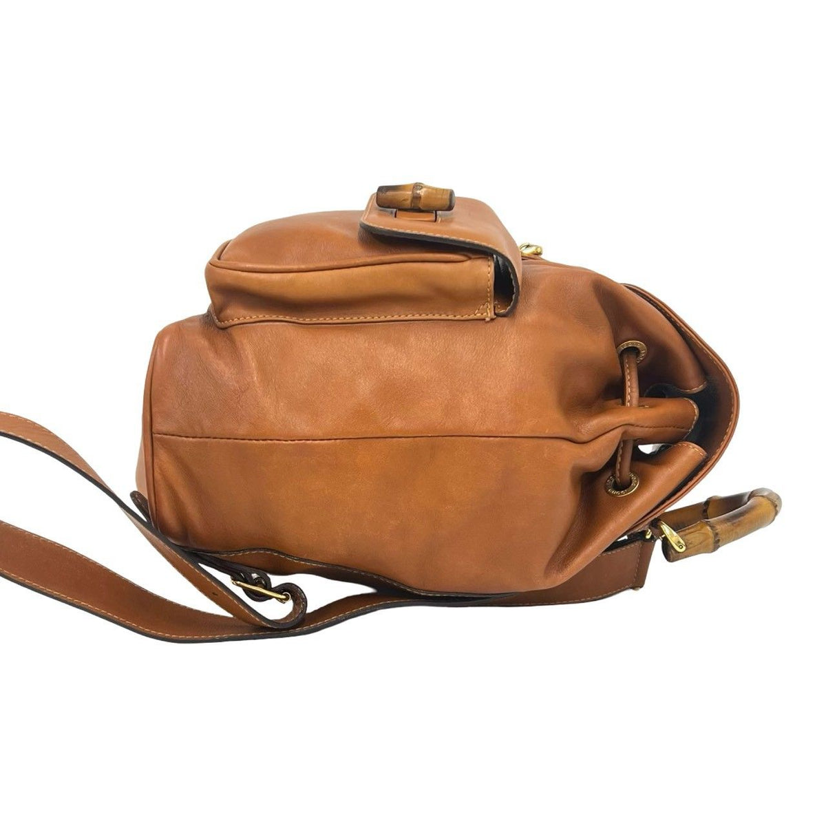 Gucci Vintage Bamboo Leather Backpack Brown — view 6