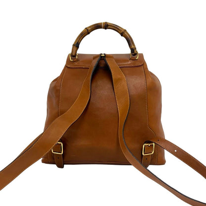 Gucci Vintage Bamboo Leather Backpack Brown — view 3