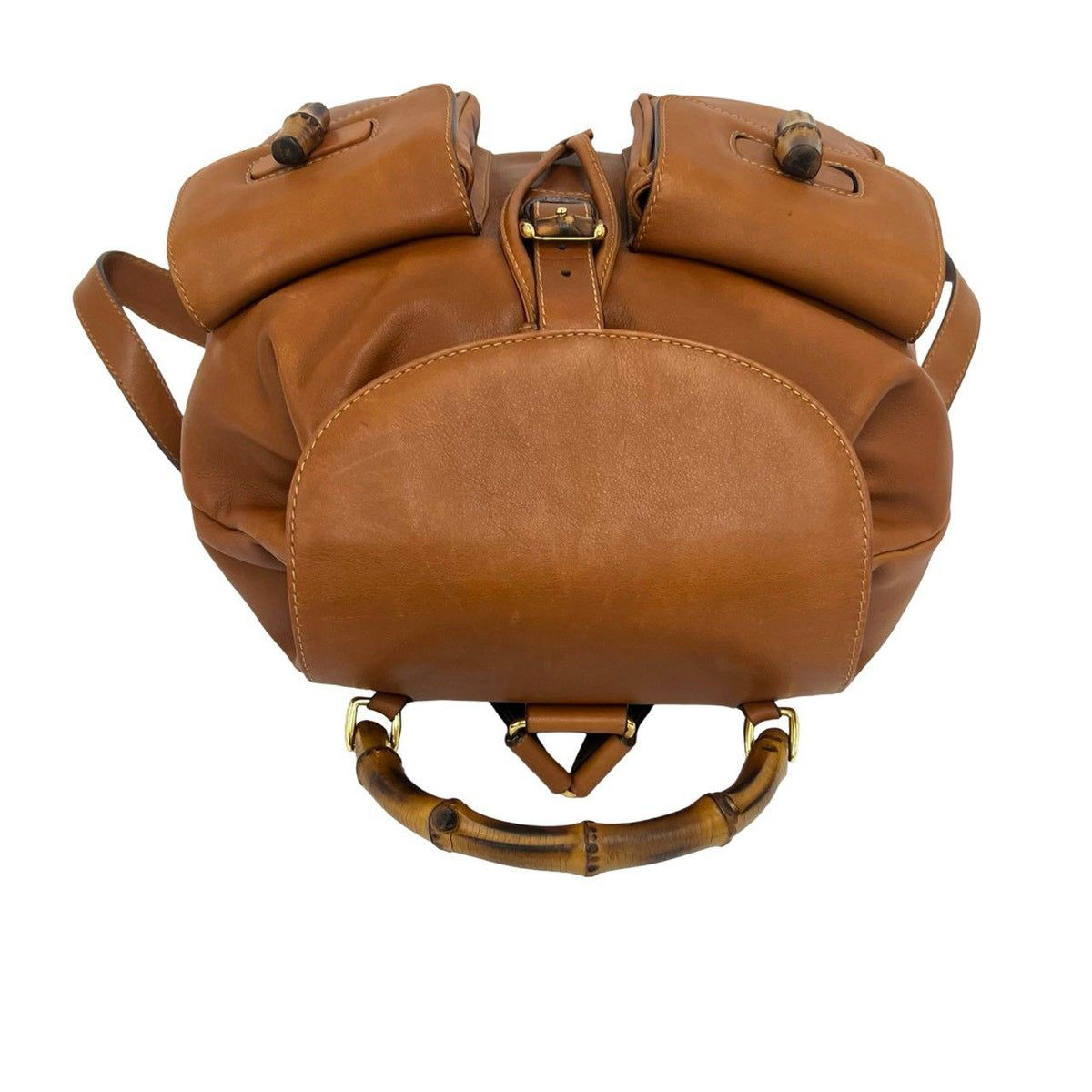 Gucci Vintage Bamboo Leather Backpack Brown — view 4