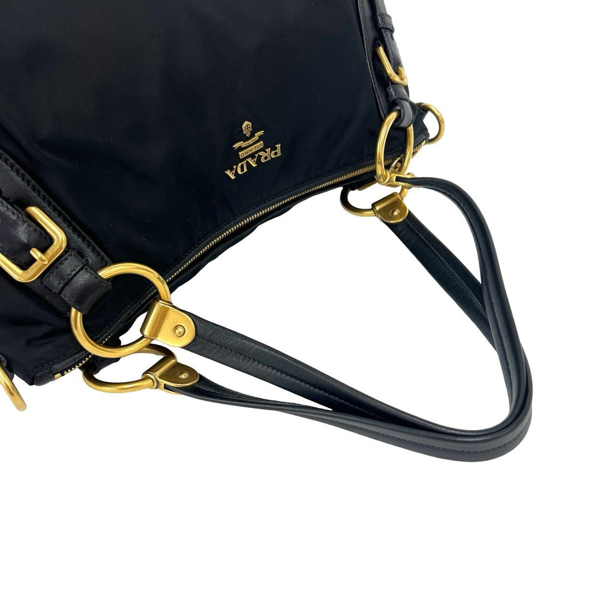 Prada Includes Card Logo Nylon Leather 2-Way Shoulder Bag Mini Tote Black — view 4