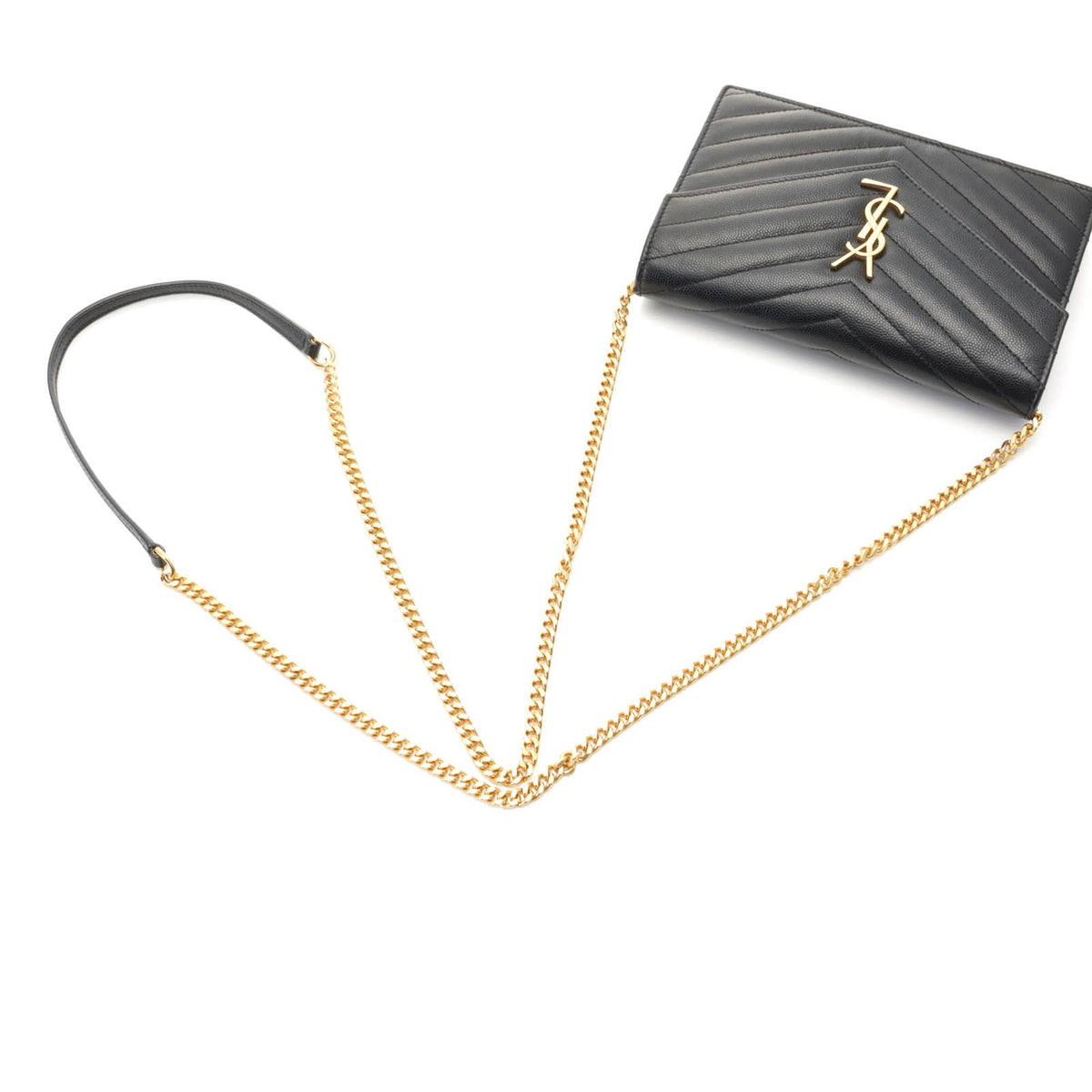 Saint Laurent Cassandra Envelope Chain Wallet Black Leather Shoulder Bag — view 4