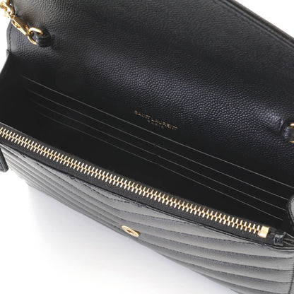 Saint Laurent Cassandra Envelope Chain Wallet Black Leather Shoulder Bag — view 6