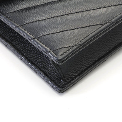 Saint Laurent Cassandra Envelope Chain Wallet Black Leather Shoulder Bag — view 5
