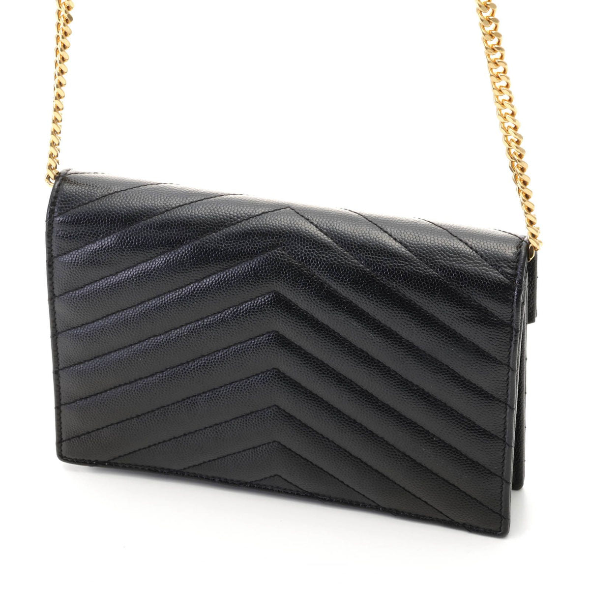 Saint Laurent Cassandra Envelope Chain Wallet Black Leather Shoulder Bag — view 2