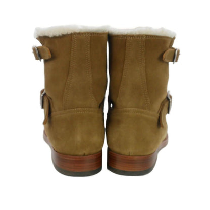 Saint Laurent Paris Fleece Suede Leather Engineer Boots Brown — view 3