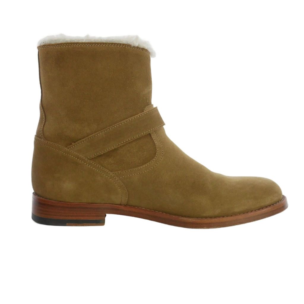 Saint Laurent Paris Fleece Suede Leather Engineer Boots Brown — view 6