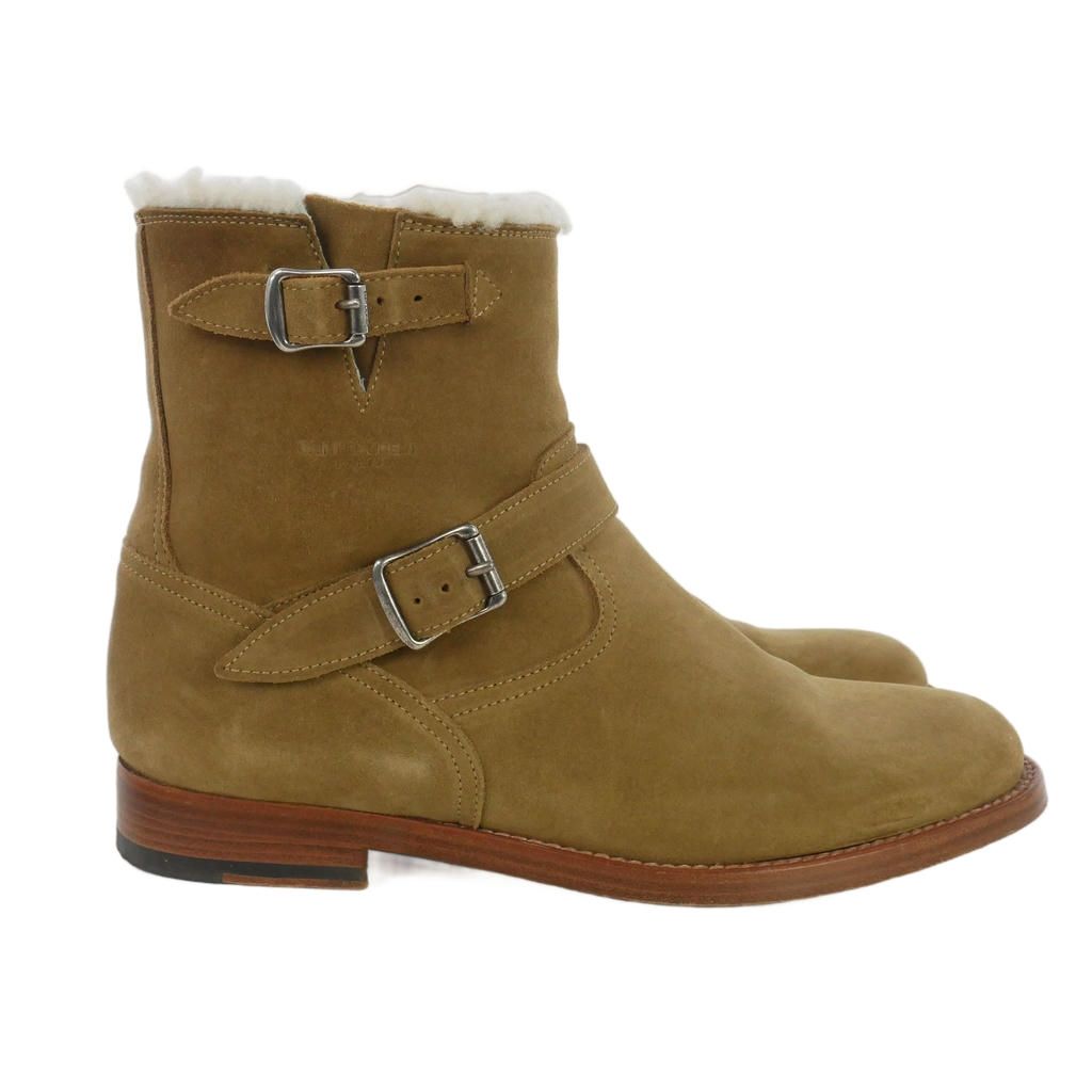 Saint Laurent Paris Fleece Suede Leather Engineer Boots Brown — view 4