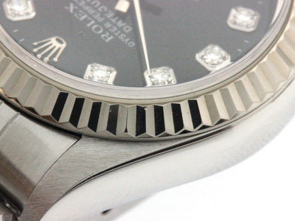 Rolex Datejust 26 Watch Stainless Steel 18k White Gold Diamond Black Dial — view 6