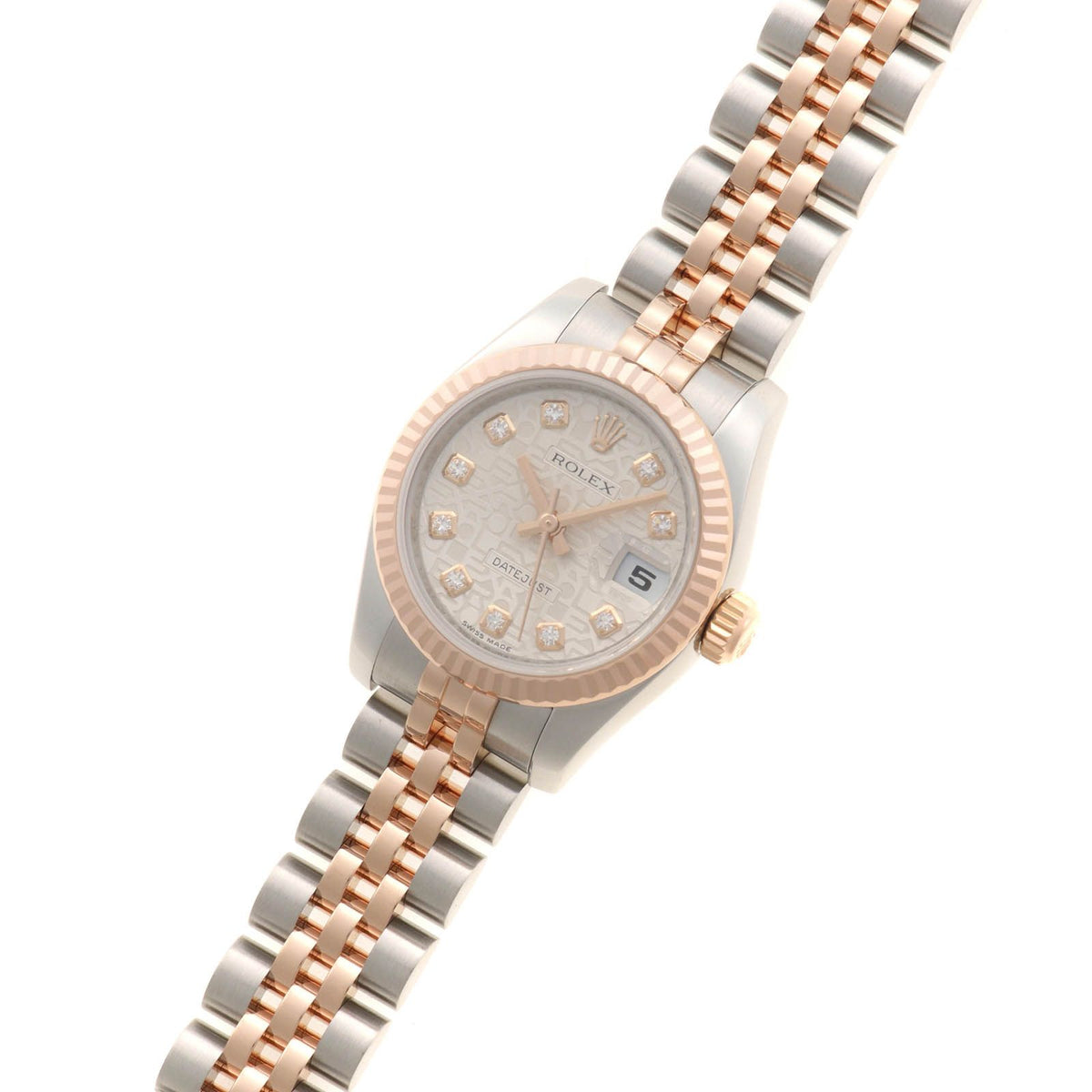 Rolex Datejust 26 Watch Stainless Steel 18k Pink Gold Diamond Silver Jubilee — view 2