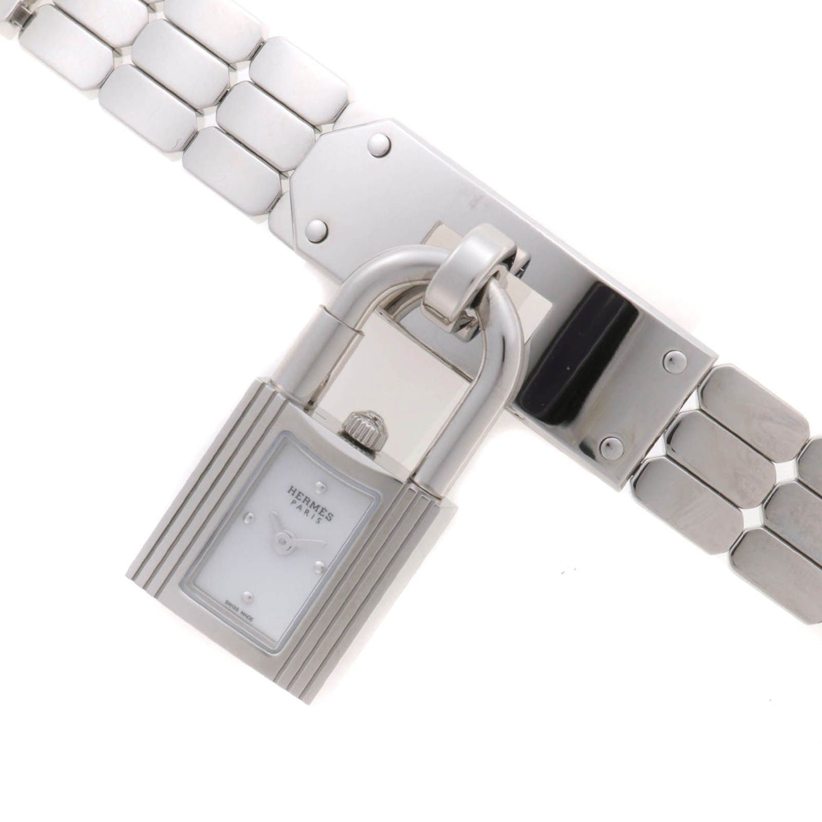 Hermes Kelly Mini Watch Stainless Steel Sparkling White Lacquer Dial Quartz — view 2