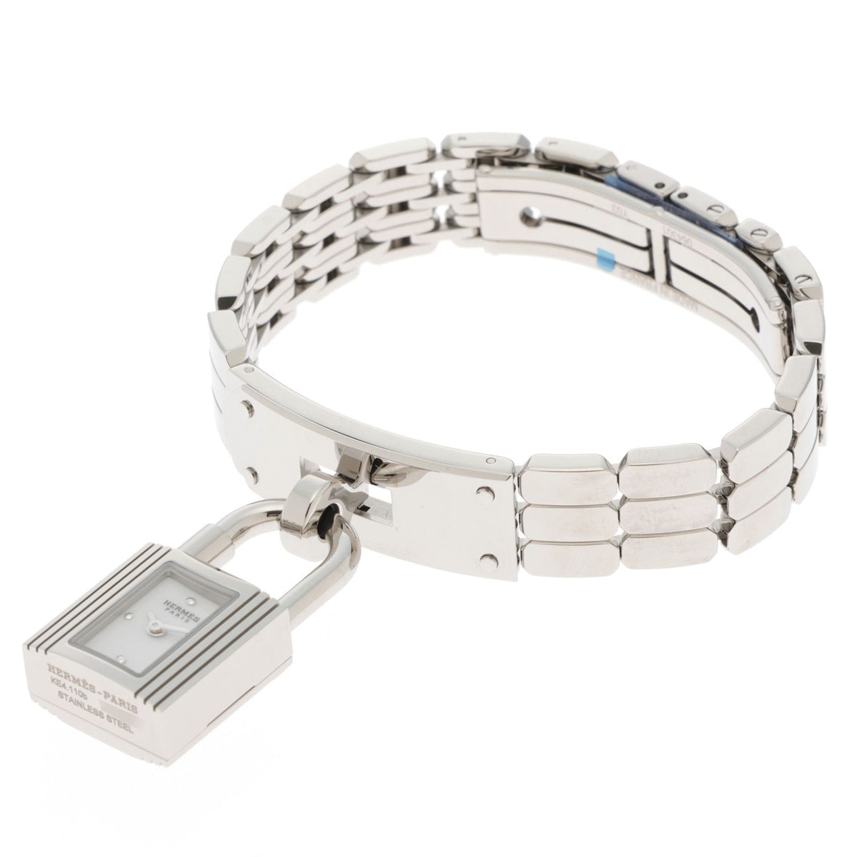 Hermes Kelly Mini Watch Stainless Steel Sparkling White Lacquer Dial Quartz — view 3