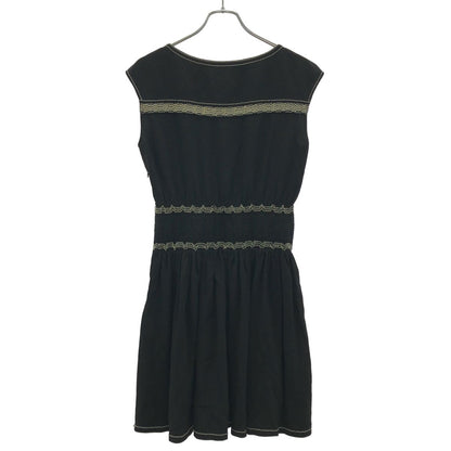 Prada Sleeveless Stitch Design Dress Black — view 2