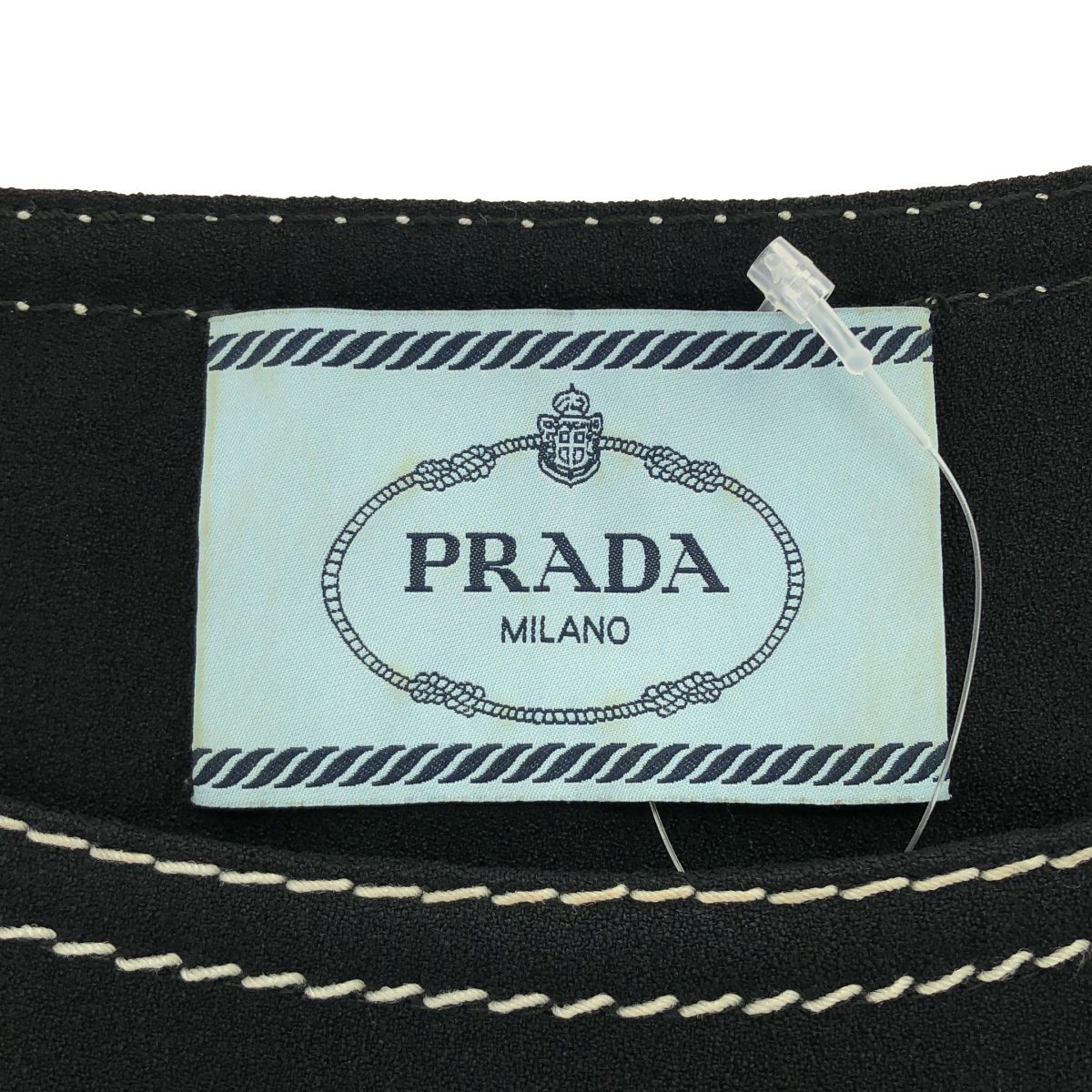 Prada Sleeveless Stitch Design Dress Black — view 3