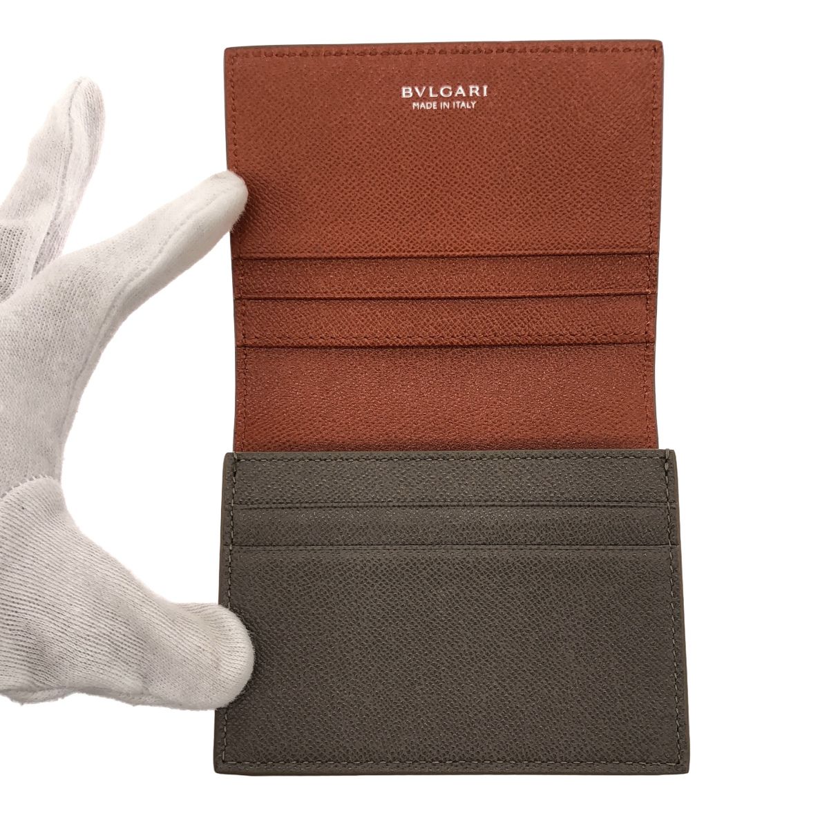 Bvlgari Leather Card Case Greige — view 4