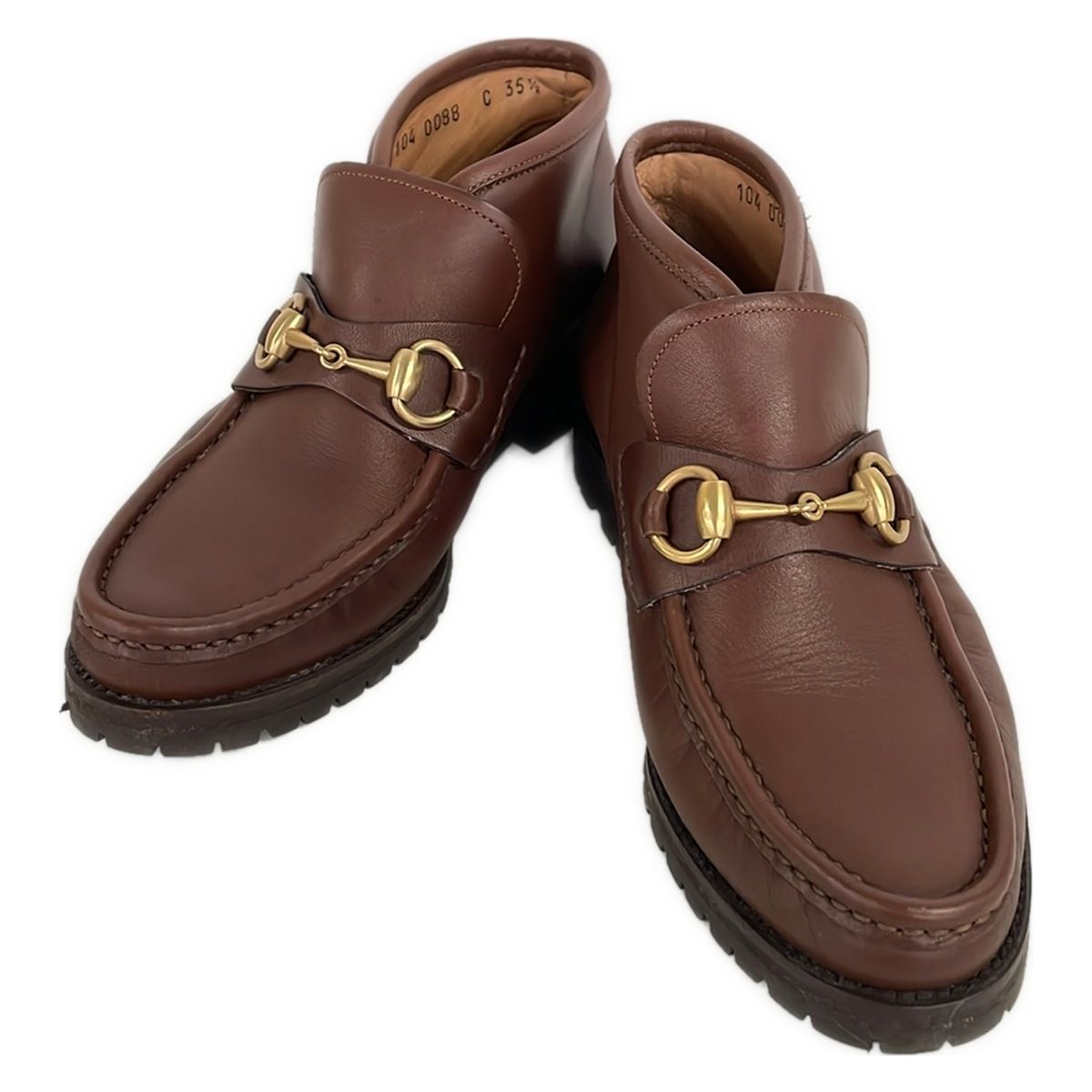 Gucci Short Boots Horsebit Moccasins Dark Brown Leather — view 2