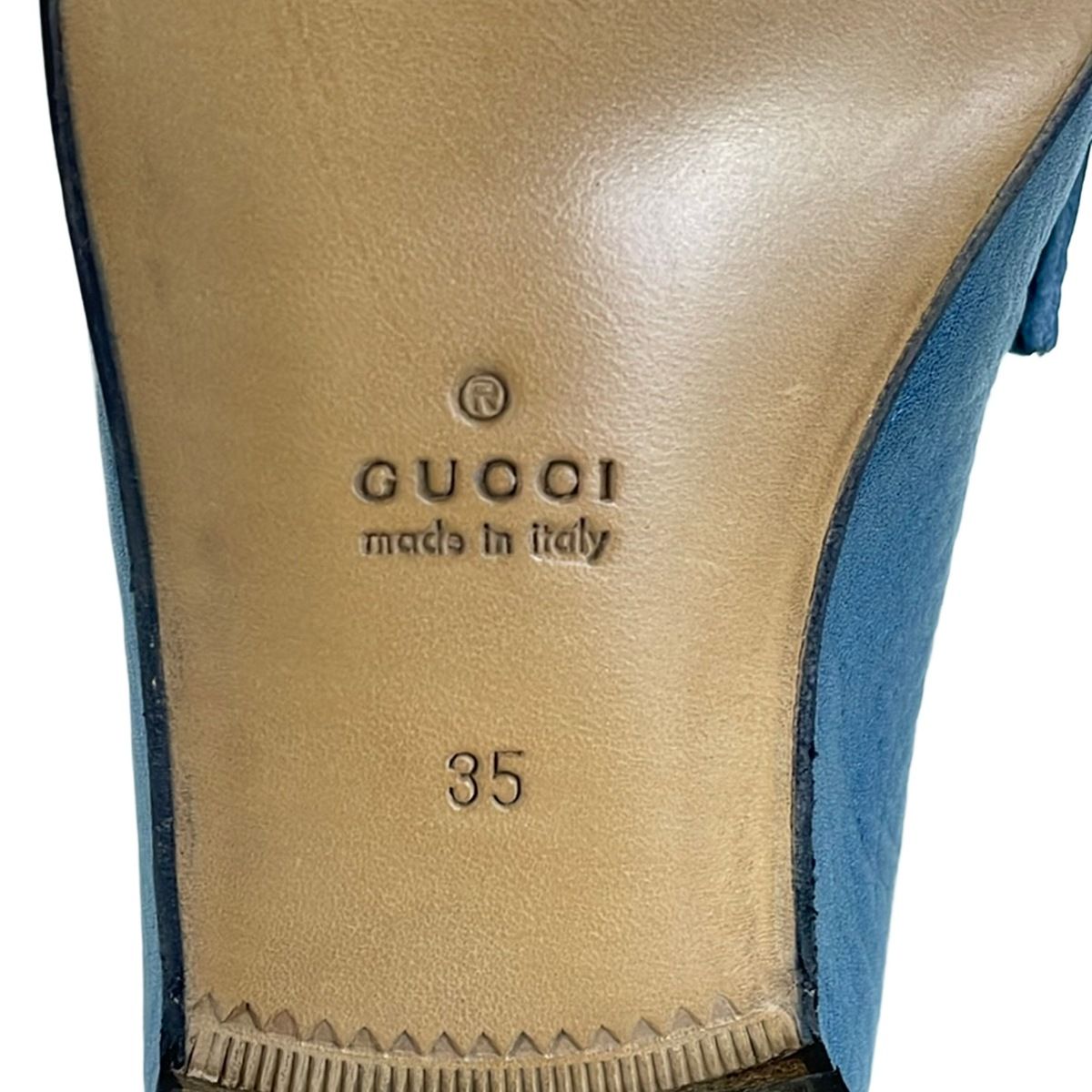 Gucci Loafers Horsebit Metallic Blue Leather — view 6