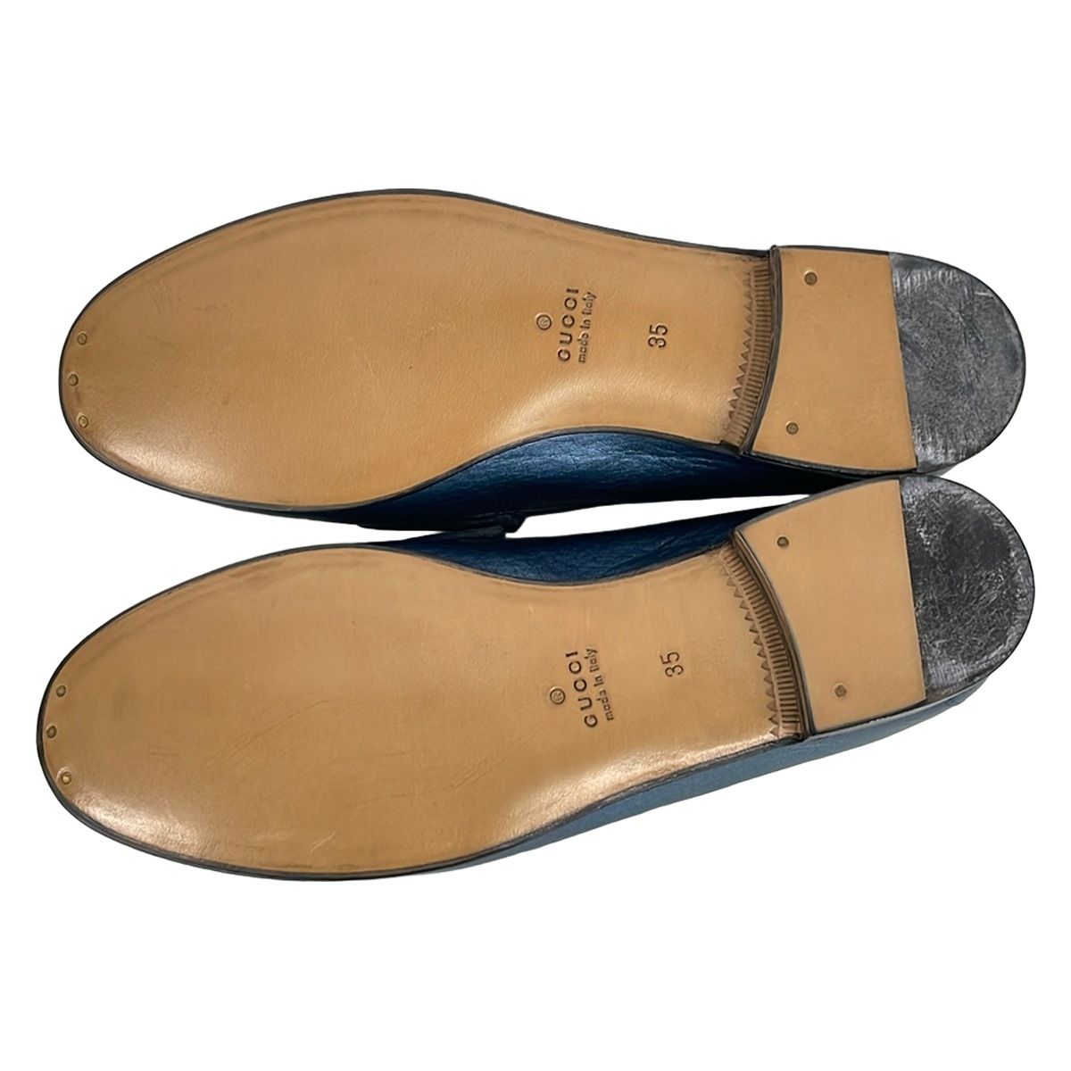Gucci Loafers Horsebit Metallic Blue Leather — view 4