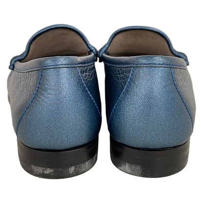 Gucci Loafers Horsebit Metallic Blue Leather — view 3