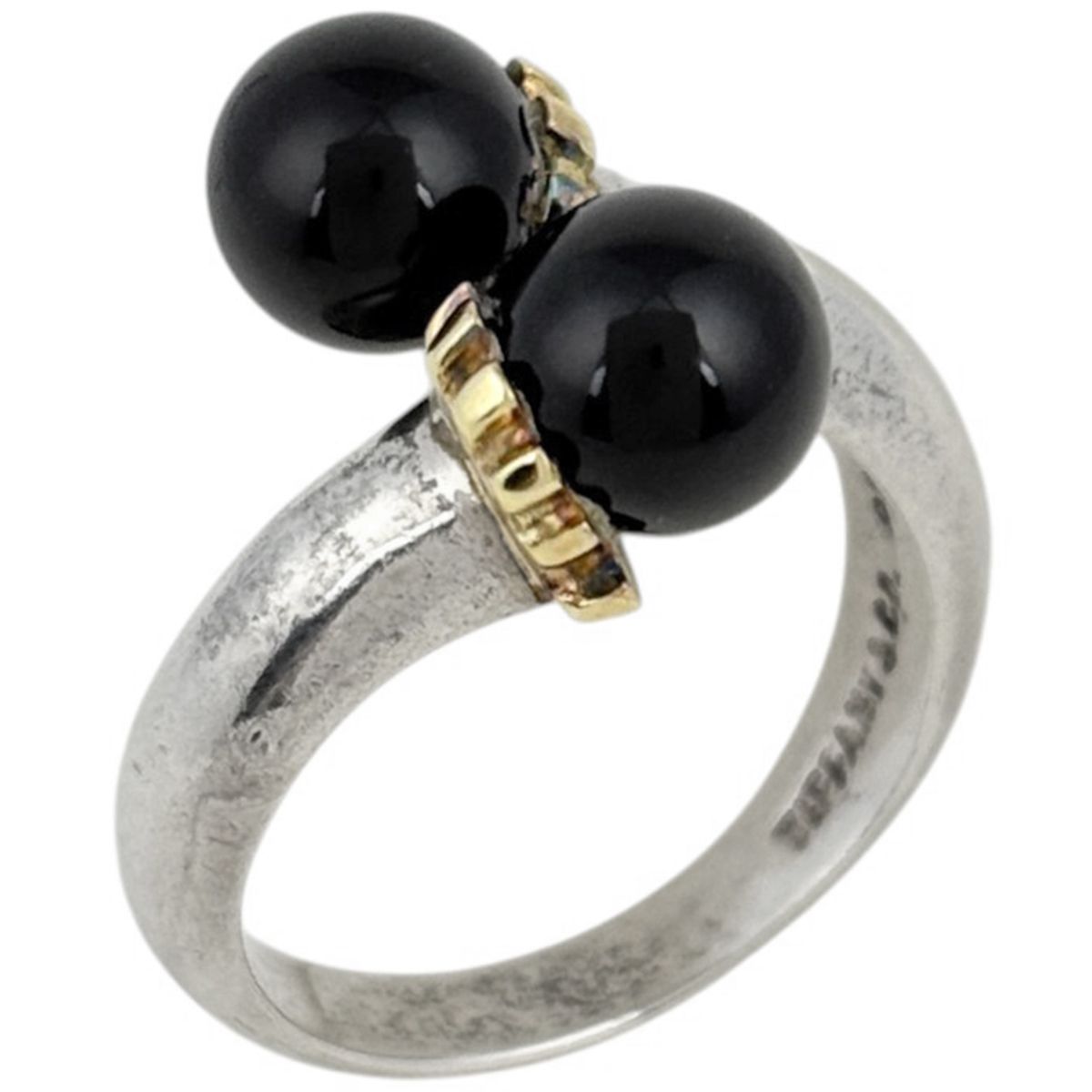 Tiffany & Co Ring 18k Silver Onyx Black