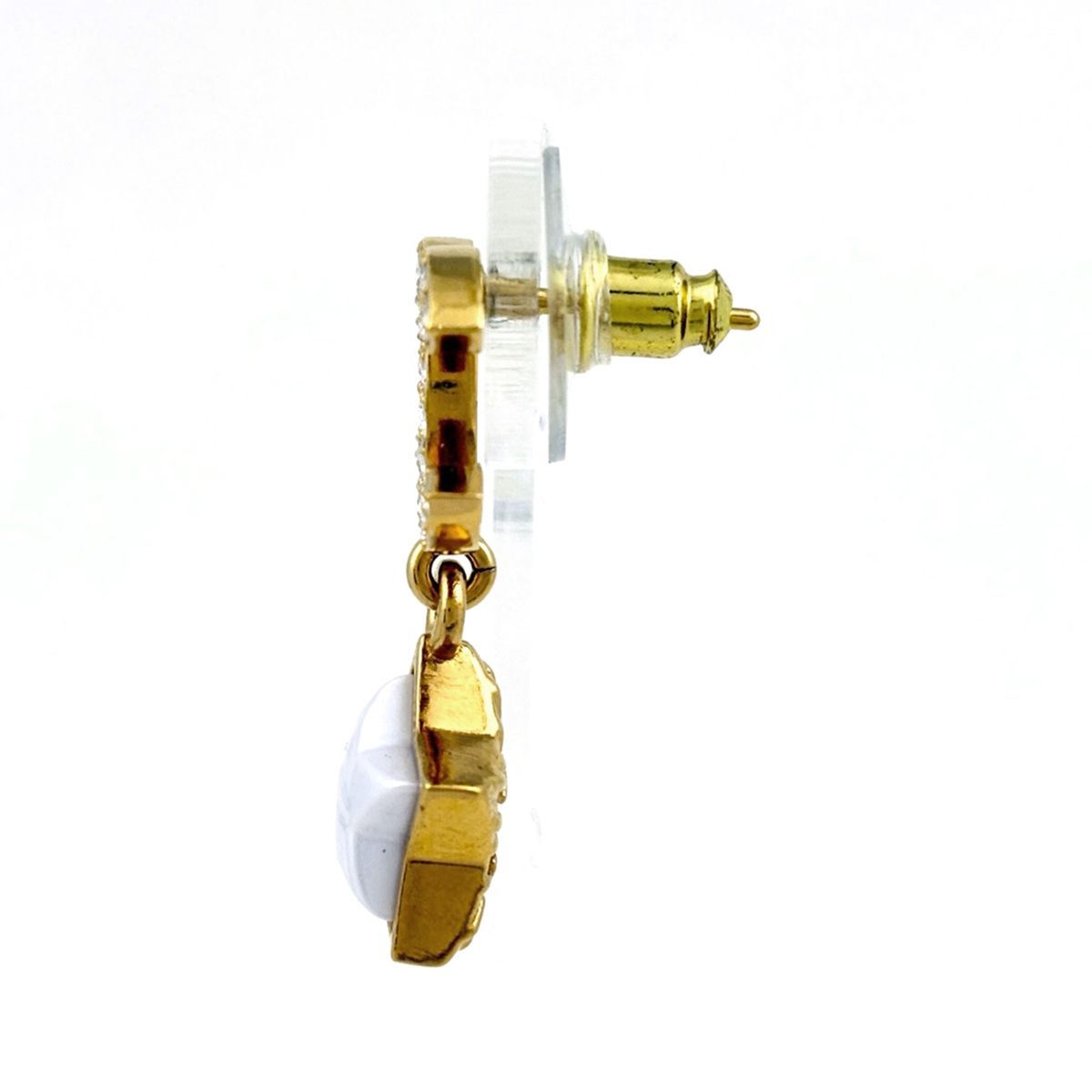 Chanel Earrings CC Logo Star Swing Rhinestone Gold — view 2