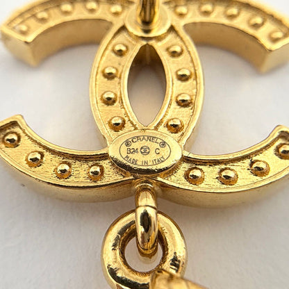 Chanel Earrings CC Logo Star Swing Rhinestone Gold — view 4