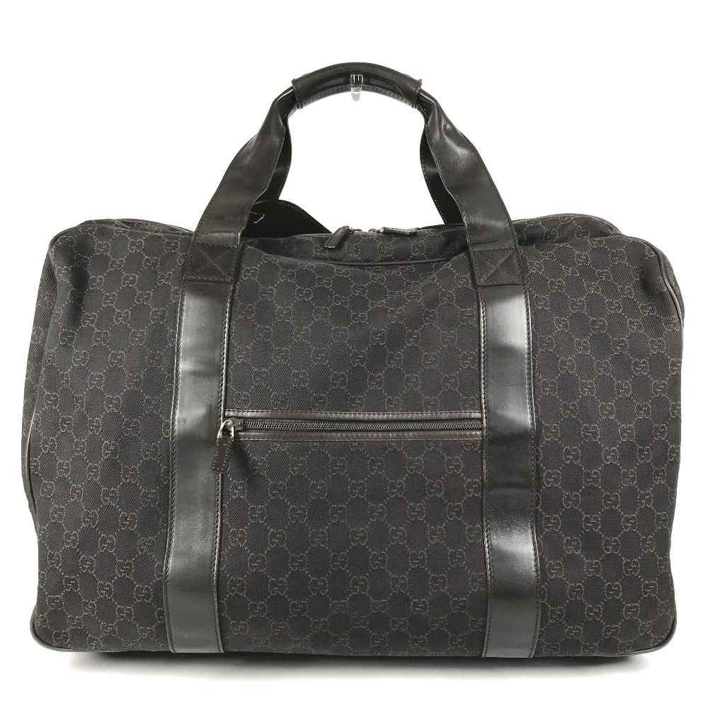 Gucci Boston Bag GG Logo Canvas Leather Brown
